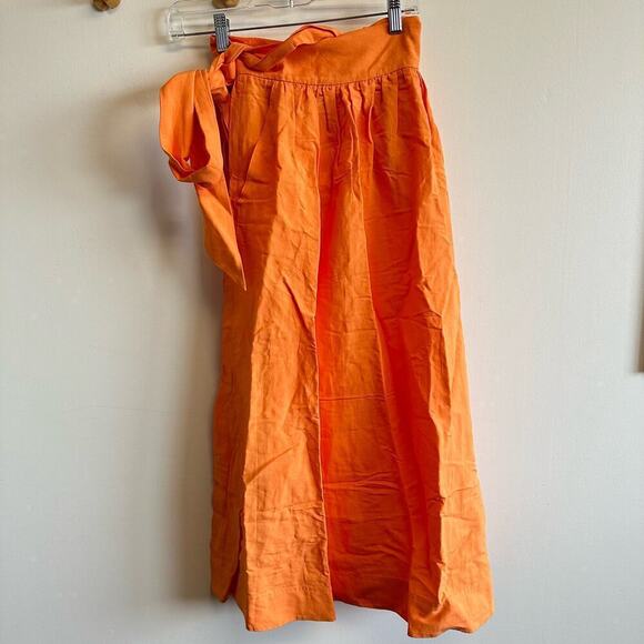 Stockholm Atelier & Other Stories Linen Orange Crop Top and Midi Skirt Set XS/2 - Picture 7 of 12